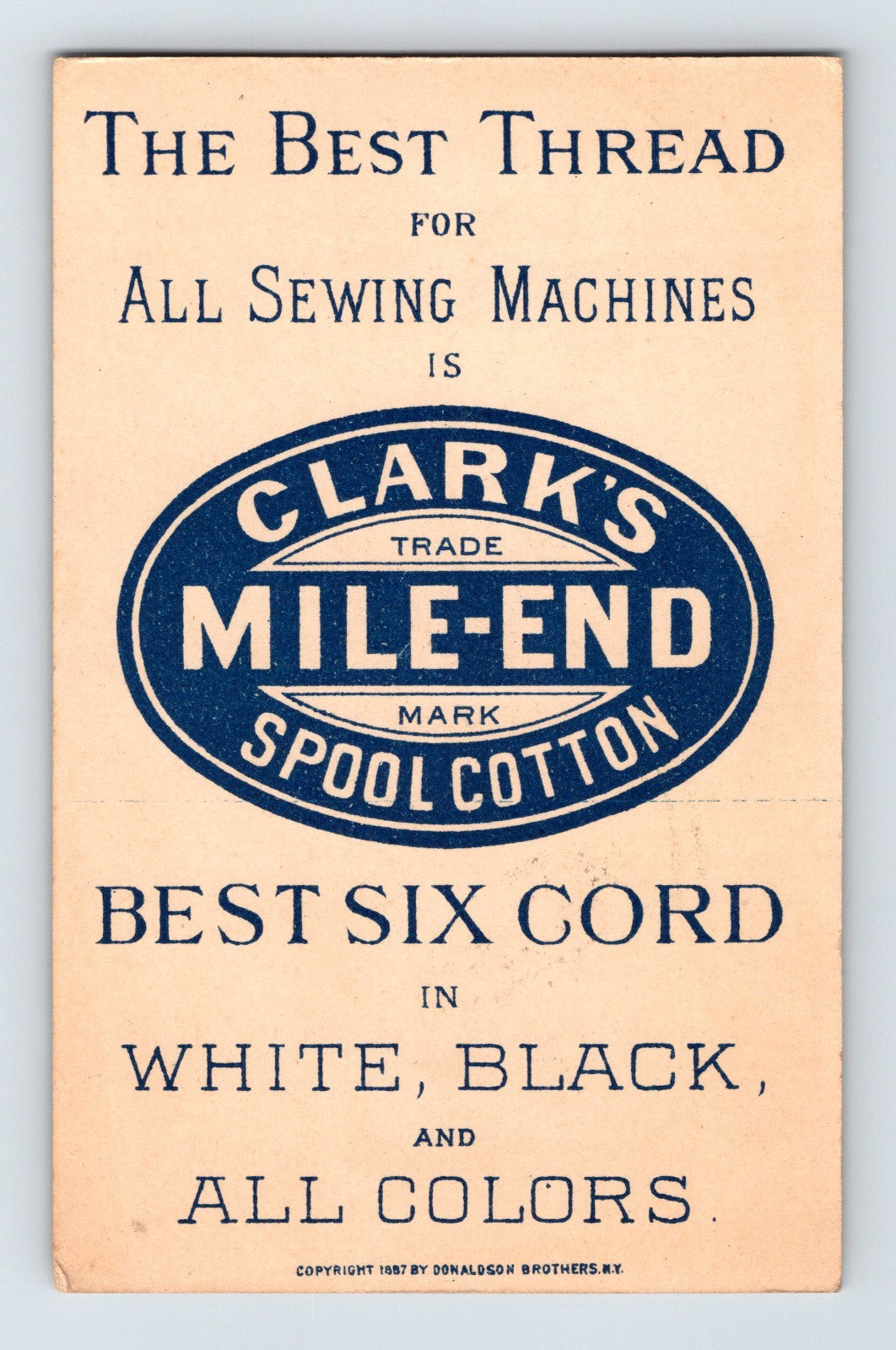 Clark’s Mile-End Thread Emperor William 1st Germany 1890s Trade Card 2.75 x 4.5
