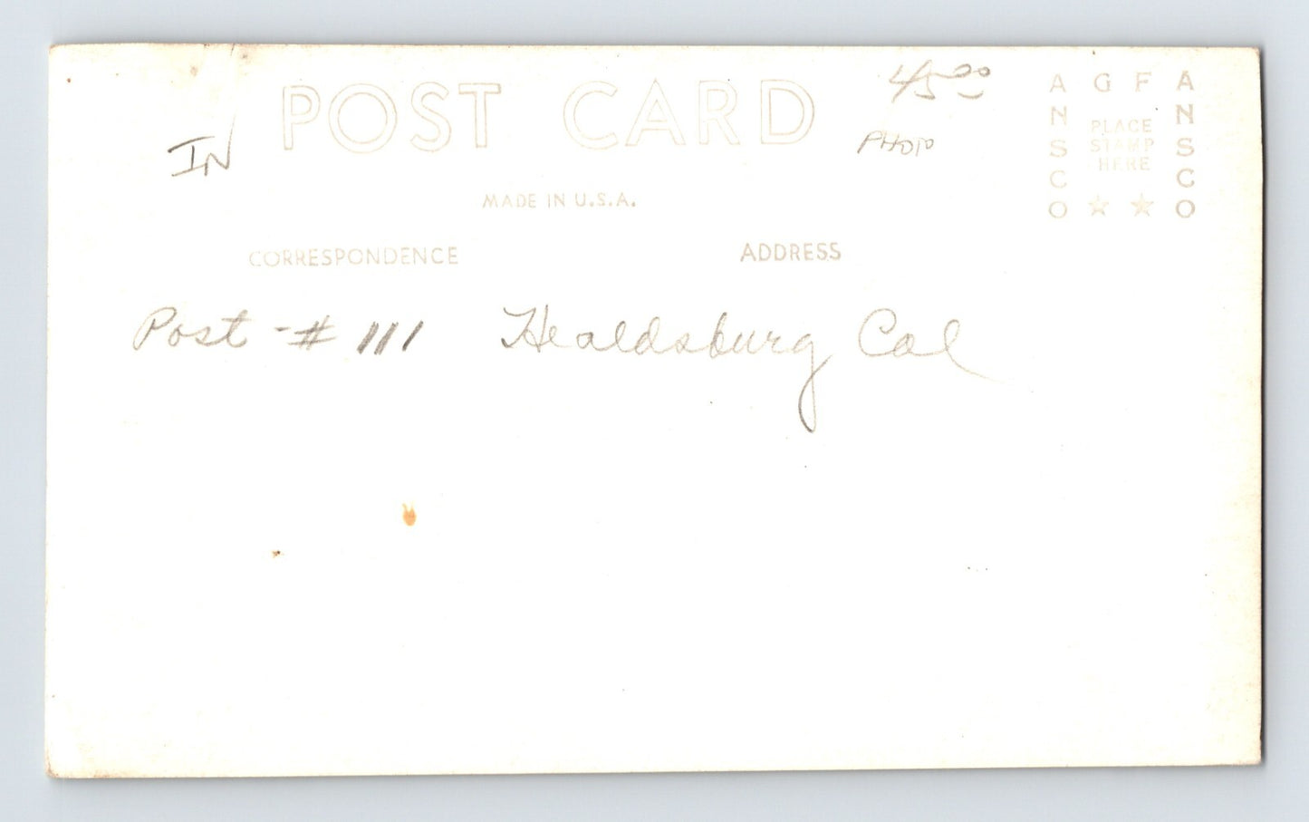 Healdsburg California American Legion Post 111 1940s RPPC Postcard Unposted
