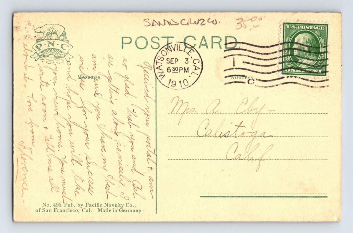 Watsonville California YMCA Building 1910 Postcard Posted Divided Back