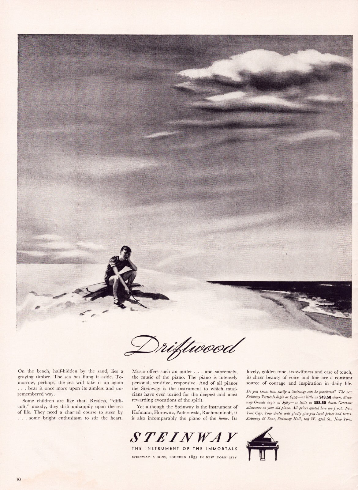 Steinway Piano 1939 Print Ad Driftwood Music Education Full Page 10.5 x 13.5