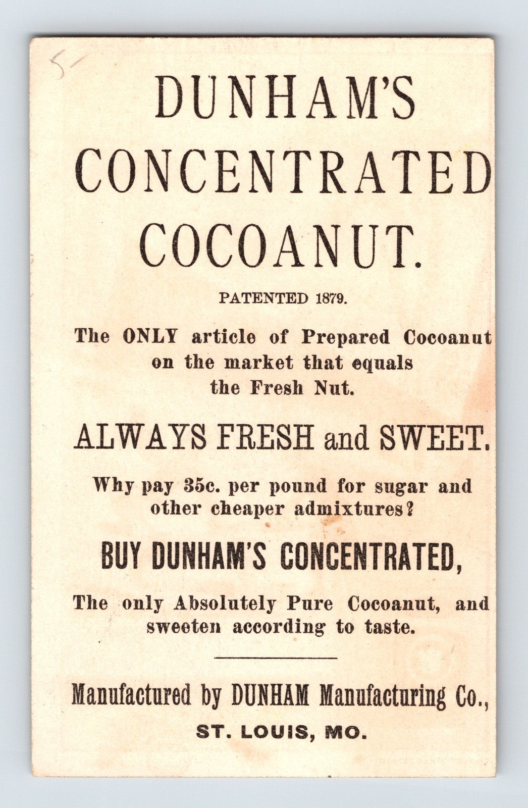Dunham's Cocoanut Tropical Scene 1890s Victorian Trade Card 4.5 x 2.75