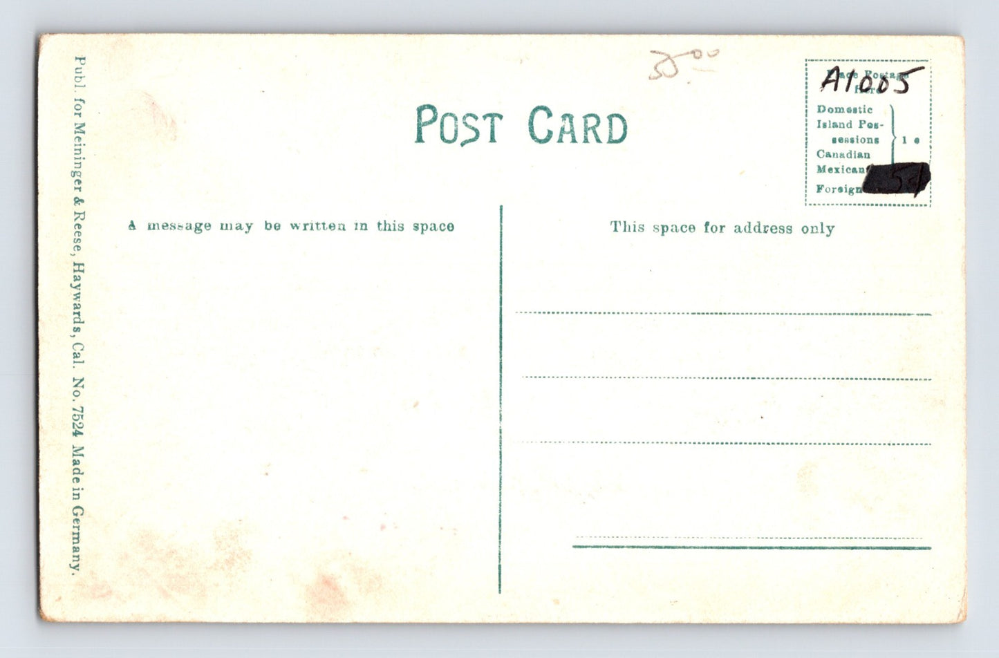 Hayward California Hotel Hand Colored 1910s Postcard Unposted Divided Back