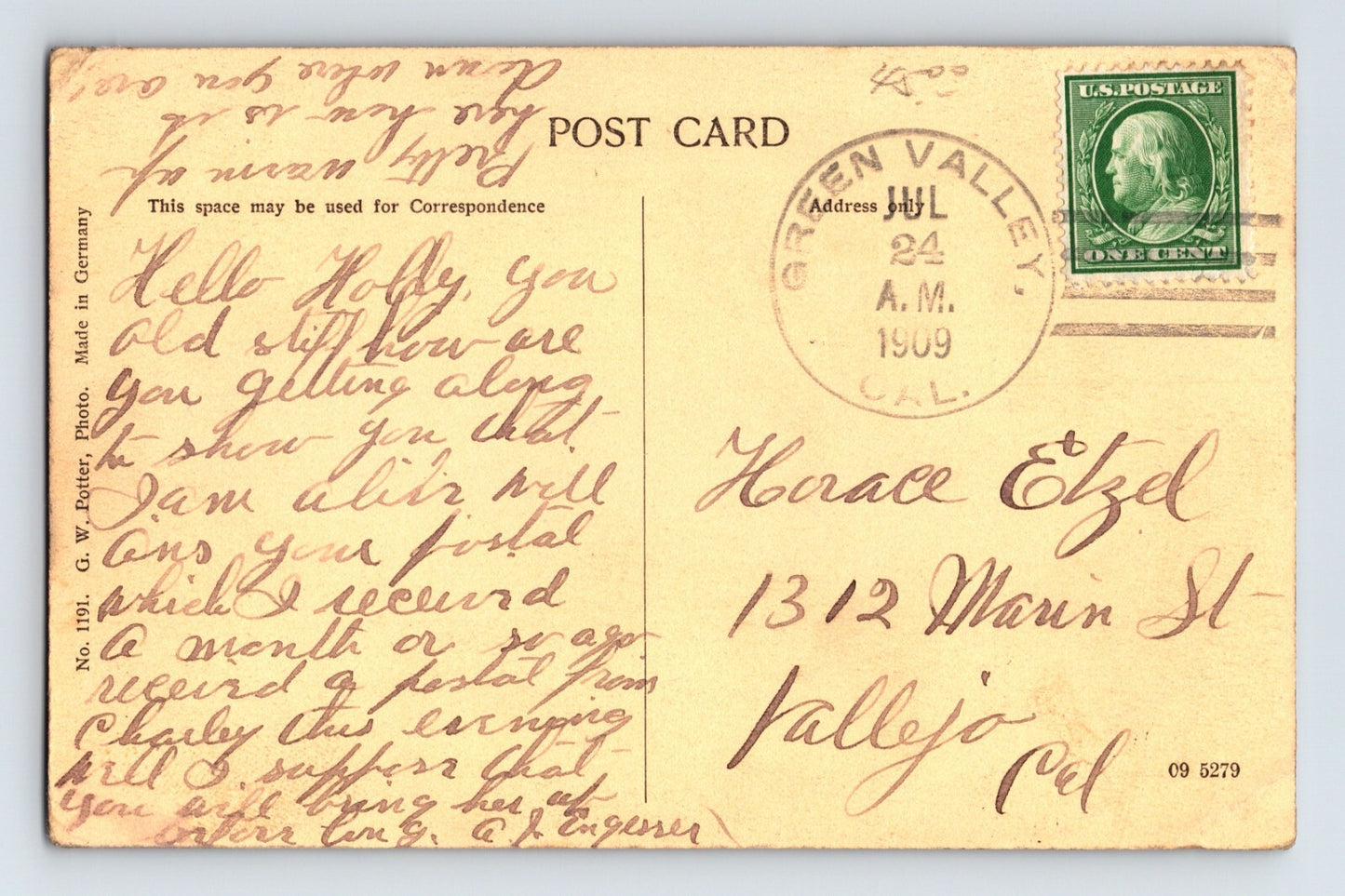 Placerville California Snow Bros Hydraulic Mine Diamond 1909 Postcard Posted
