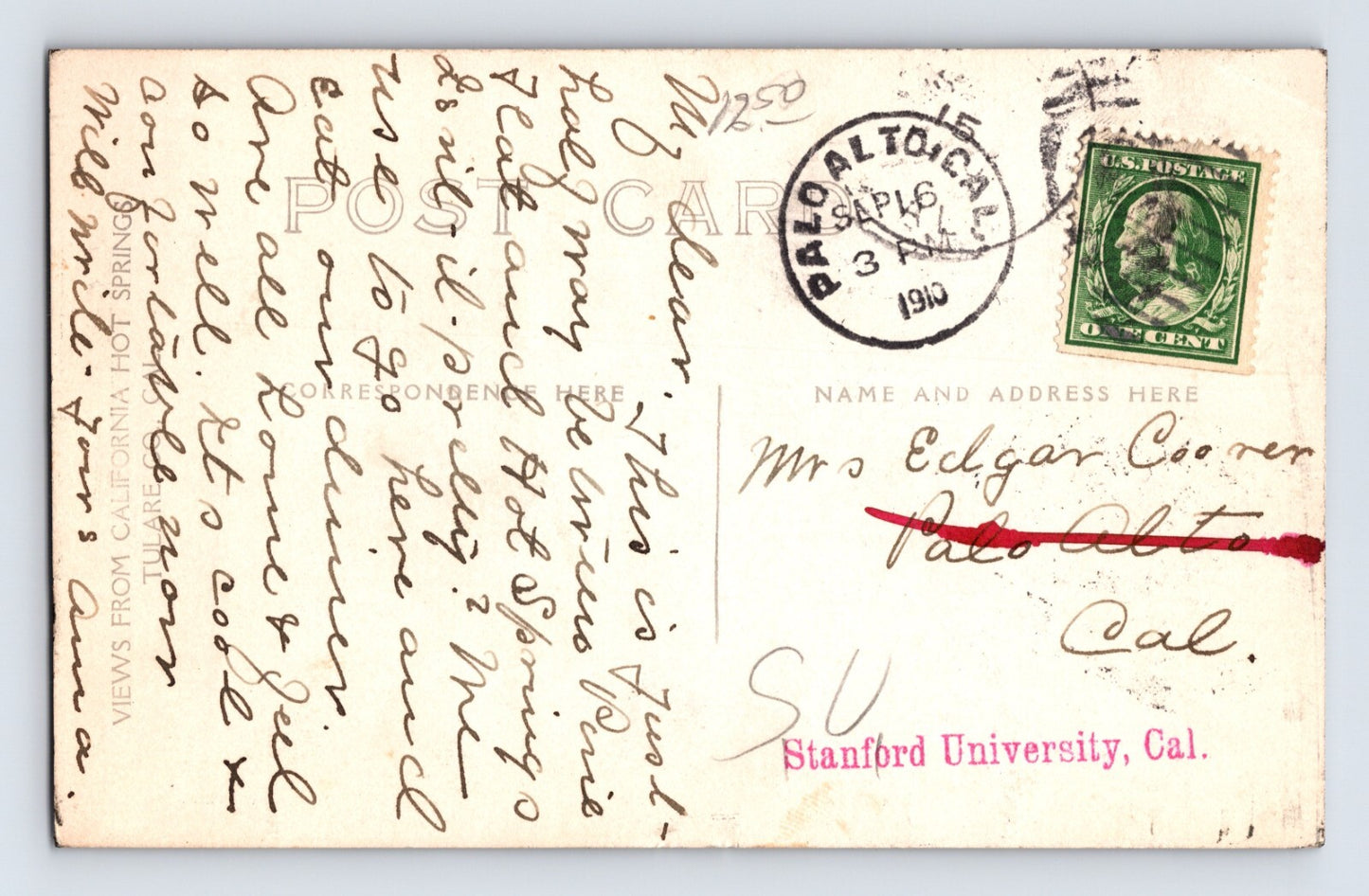 Pine Flat California Hot Springs Tulare County 1910 RPPC Postcard Posted