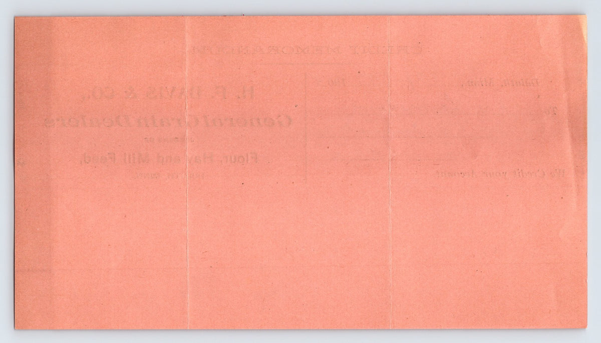 Duluth Minnesota 1904 H F Davis General Grain Dealers Billhead 8 x 4.5
