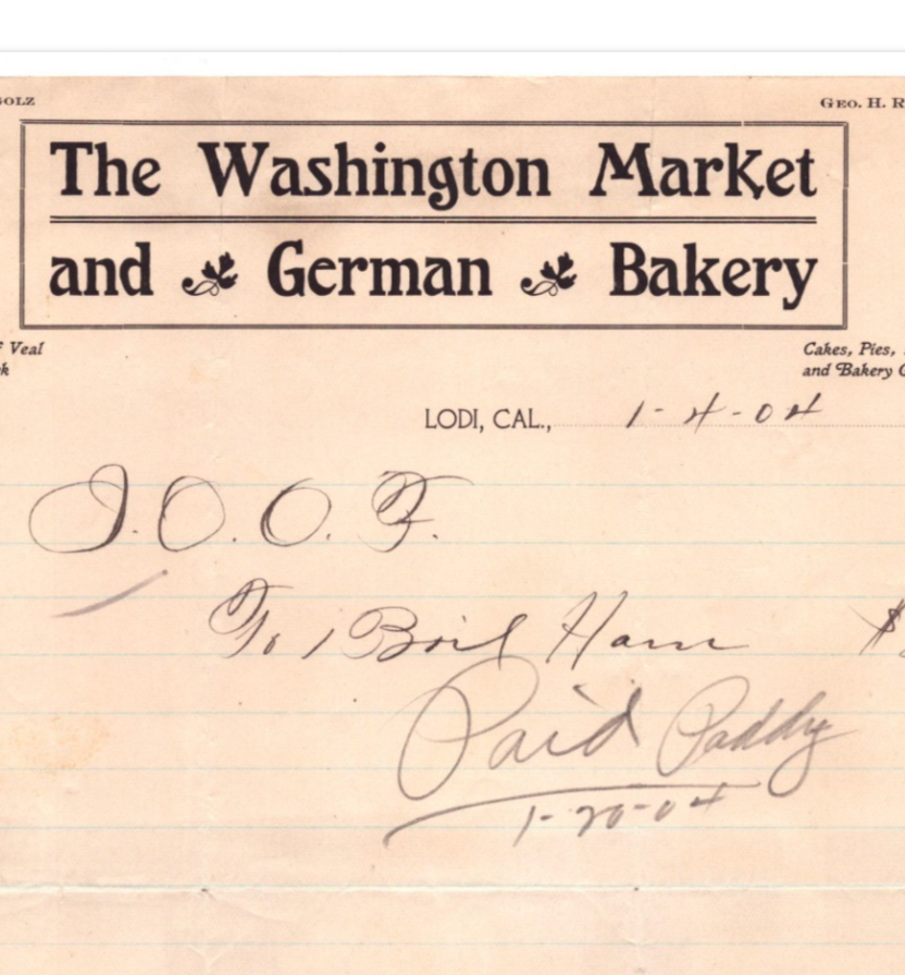 Lodi California Washington Market German Bakery Butcher 1904 Billhead 11 x 8.5
