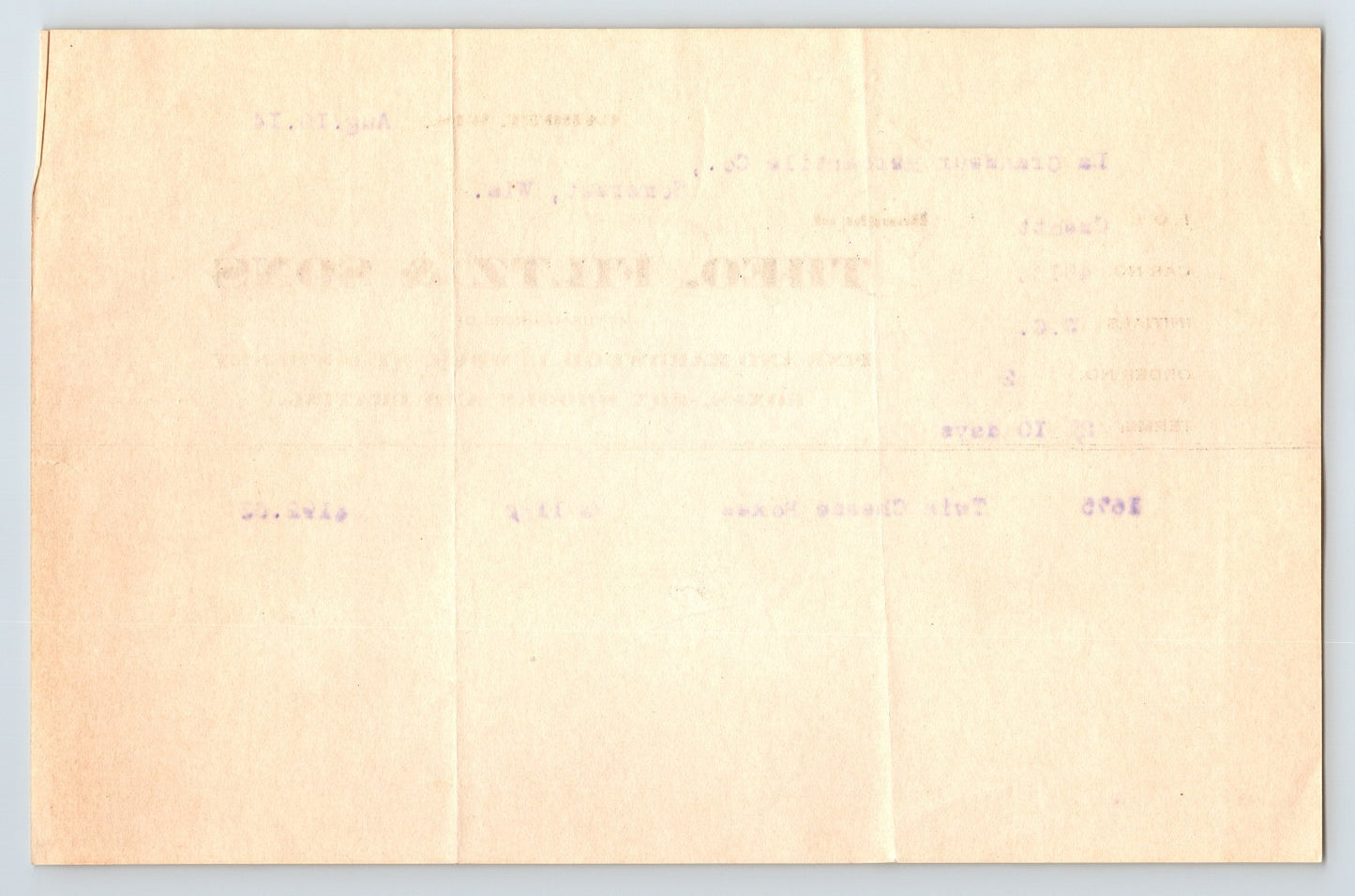 Cadott Wisconsin 1914 Theo Filtz Sons Lumber Cheese Box Billhead 8 x 5