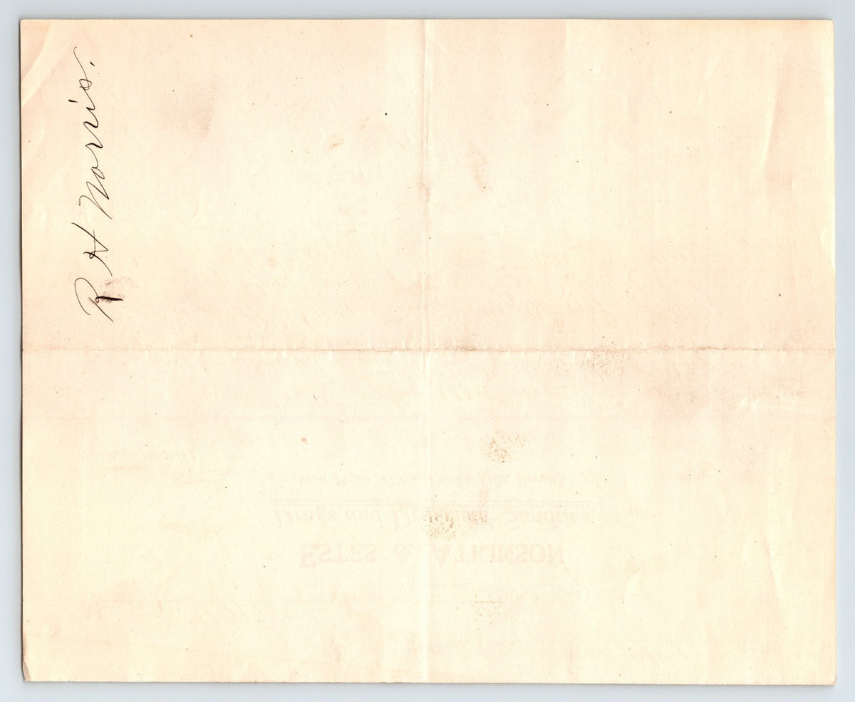 Childress Texas 1908 Estes Atkinson Drugs Sundries Billhead 8 x 7