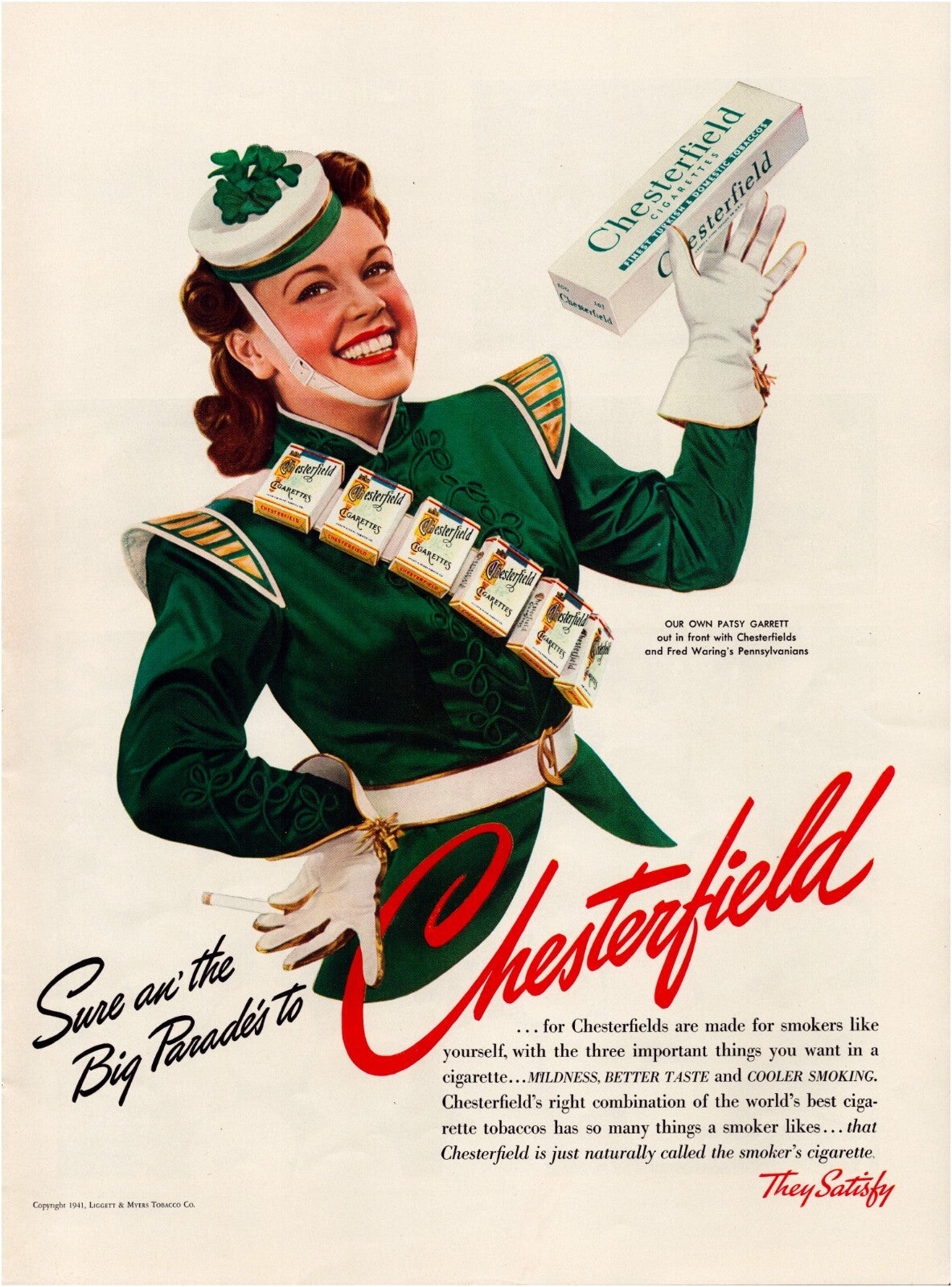 Chesterfield 1941 Majorette Tobacco Full Page Print Ad 10.5 x 13.5