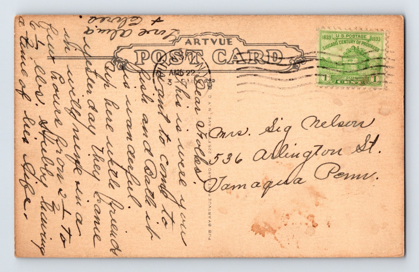 Ontario Bay New York Wigwam Lodge Hotel 1910s Postcard Posted