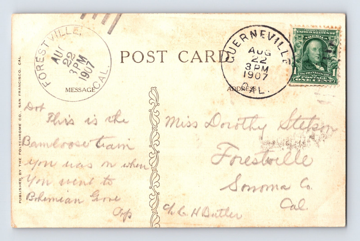 Eaglenest California River Landing Train Coffee Grinder Dinky 1907 Postcard