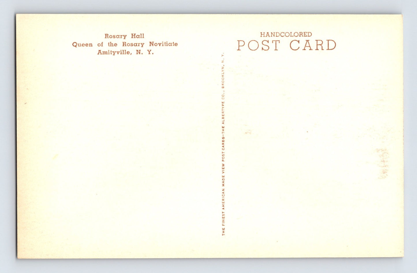 Amityville Long Island New York Queen Rosary Hall 1930s Albertype Postcard
