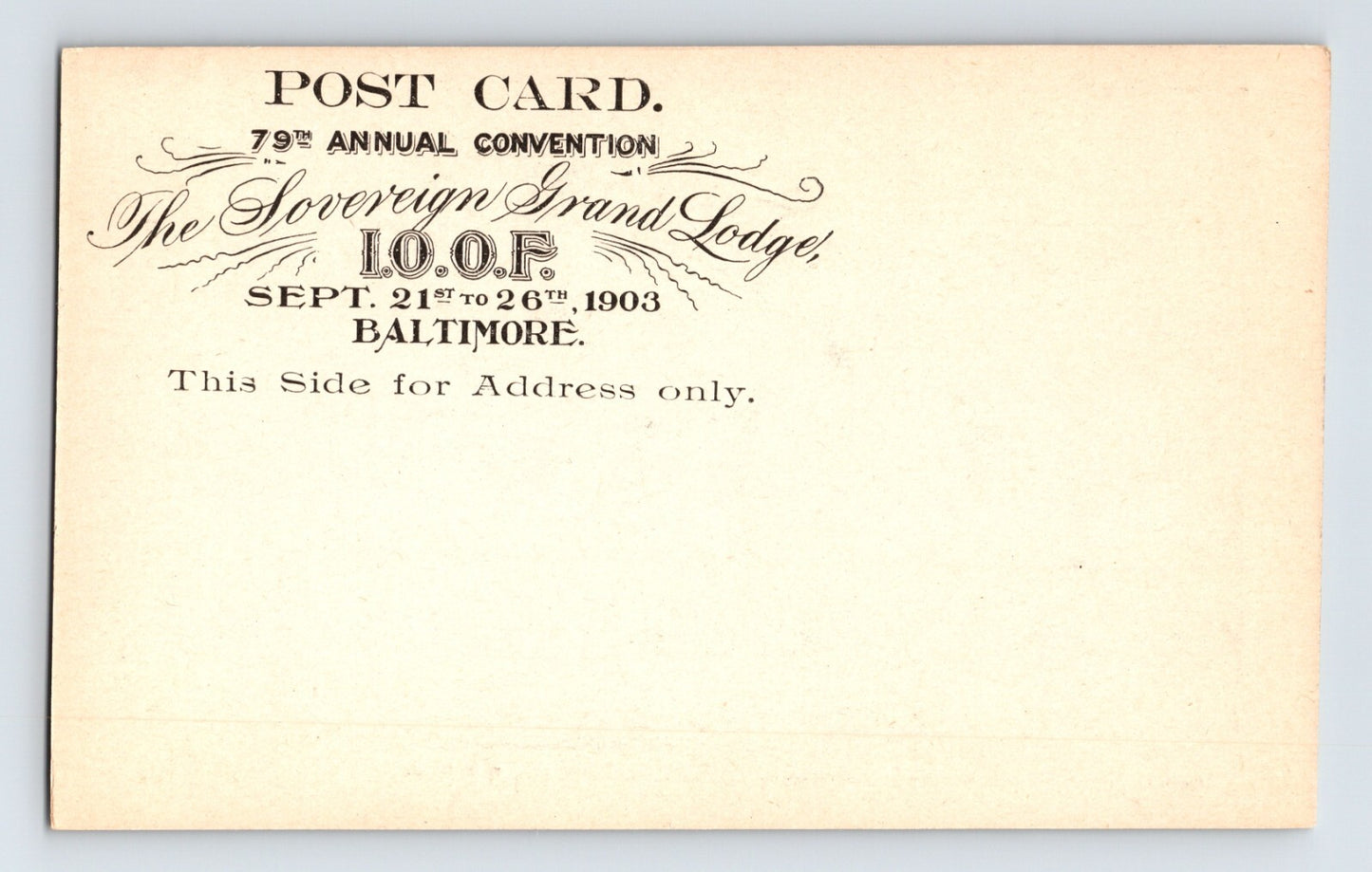 Baltimore Maryland Odd Fellows Temple 1903 Postcard Unposted