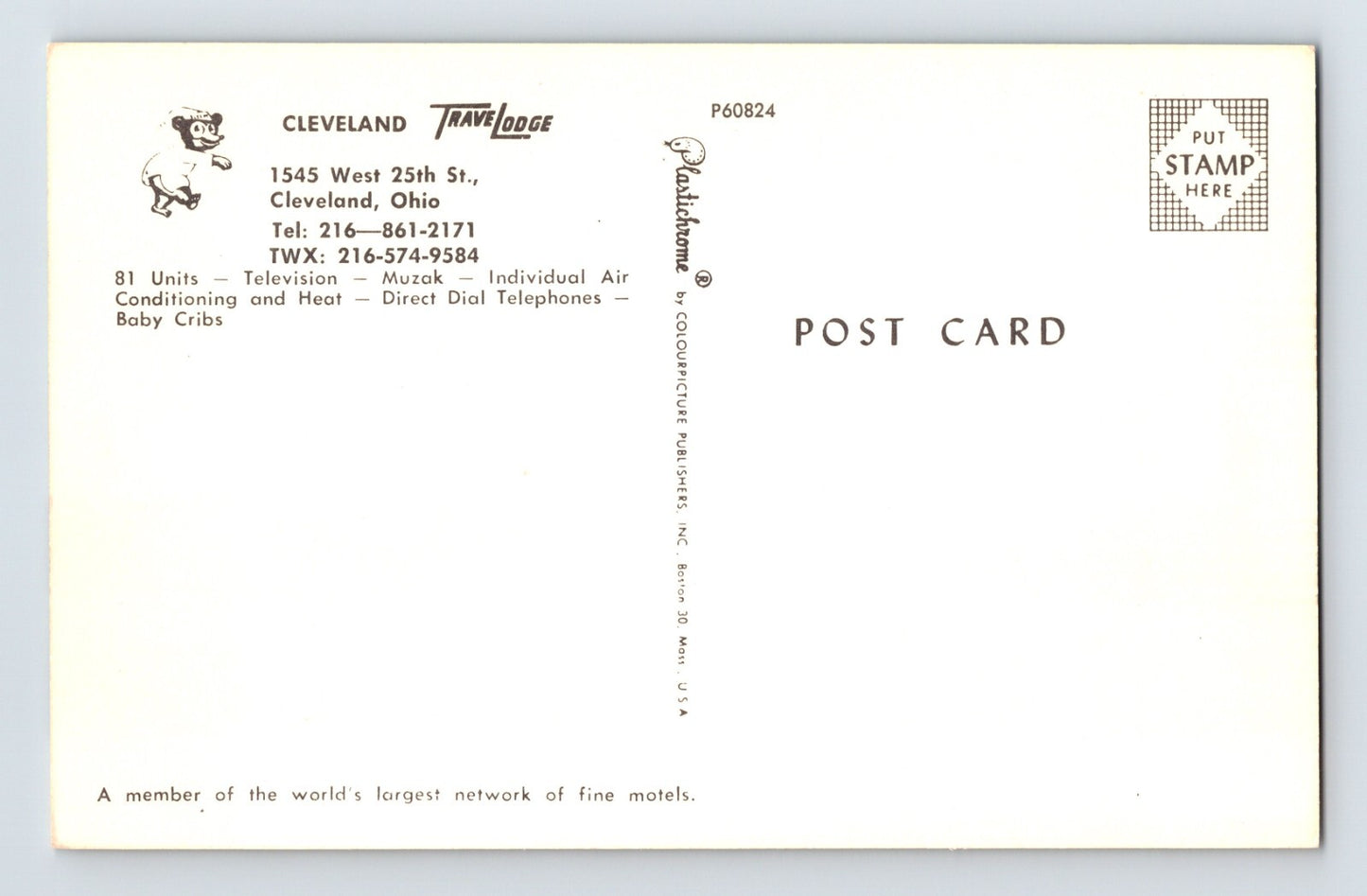 Cleveland Ohio Travelodge Motel 1960s Postcard Unposted Chrome