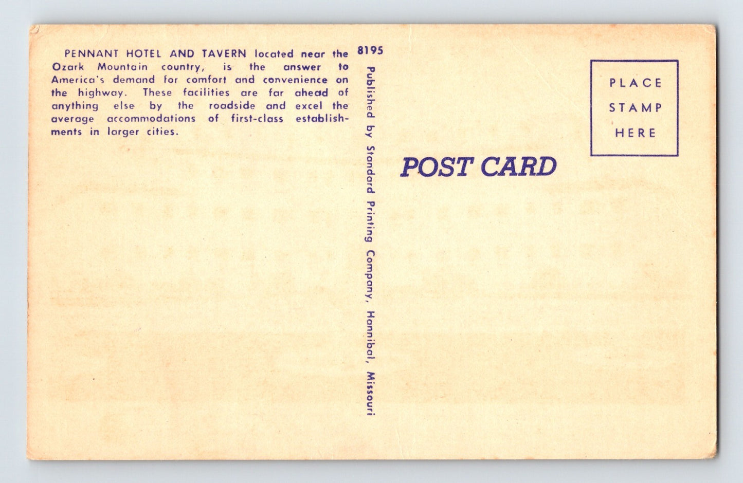 Rolla Missouri Route 66 Pennant Hotel 1940s Postcard Unposted Linen