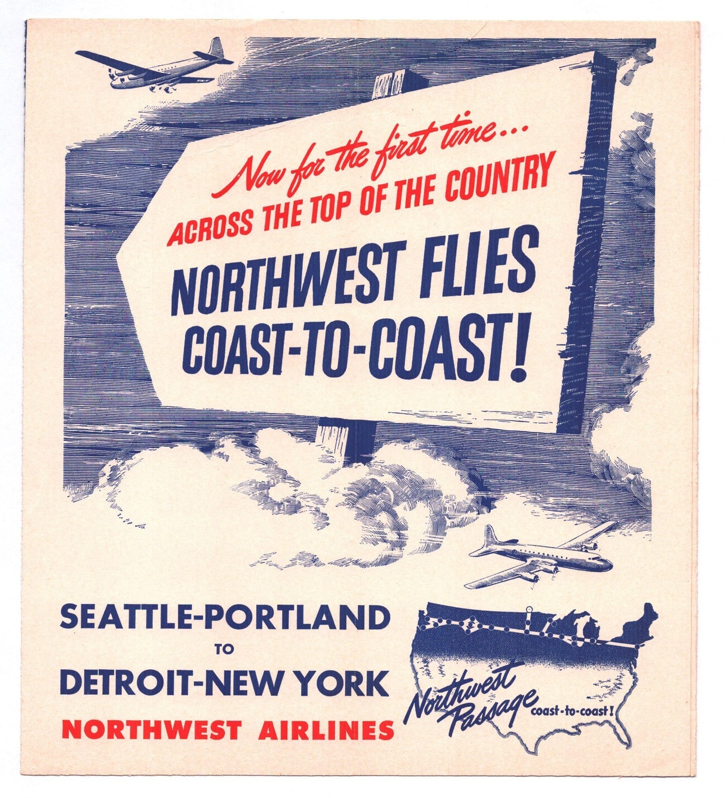 NWA Northwest Airlines 1945 System Time Table Brochure Booklet