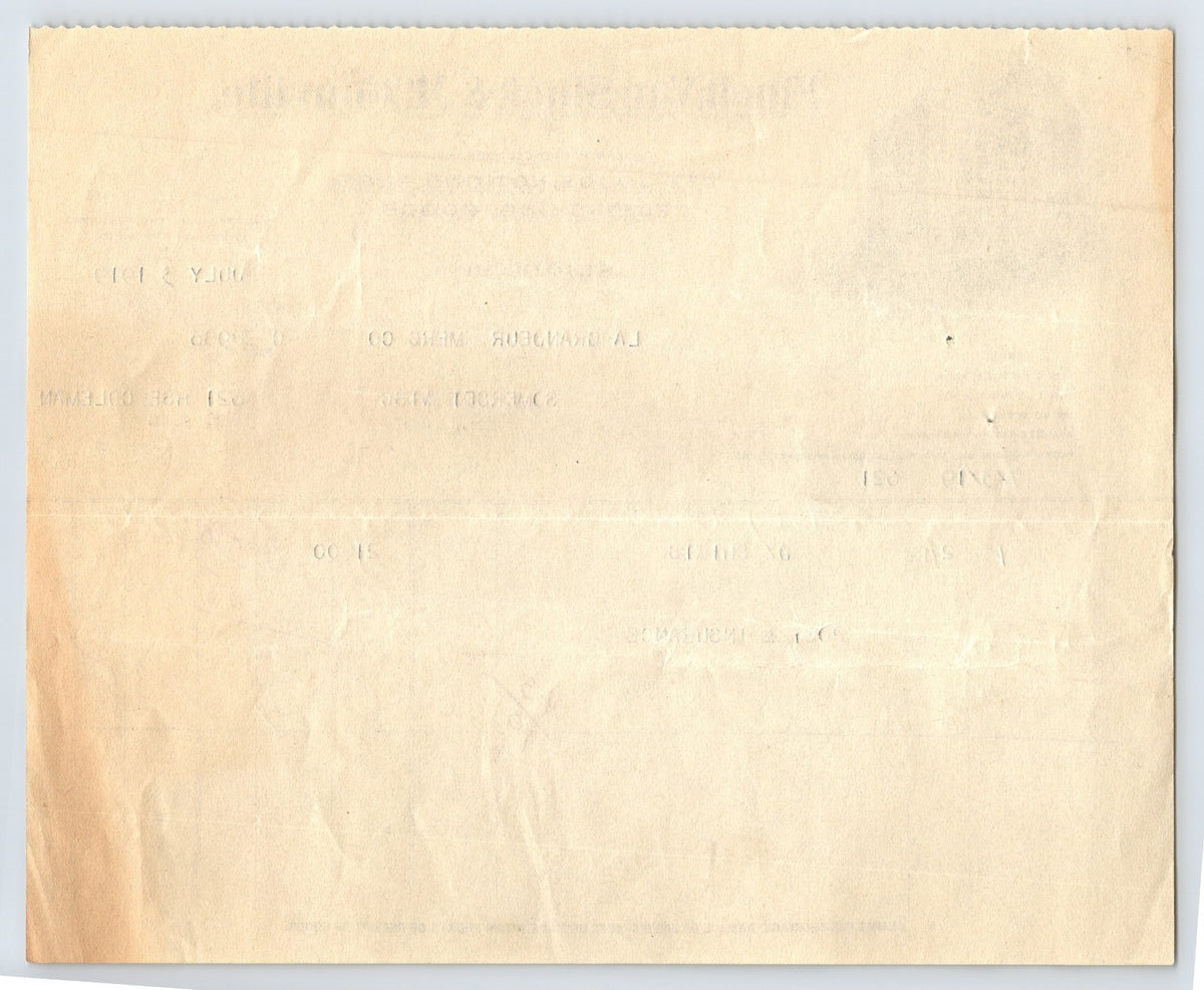 St Paul Minnesota 1919 Finch Van Slyck McConville Dry Goods Billhead 8 x 7