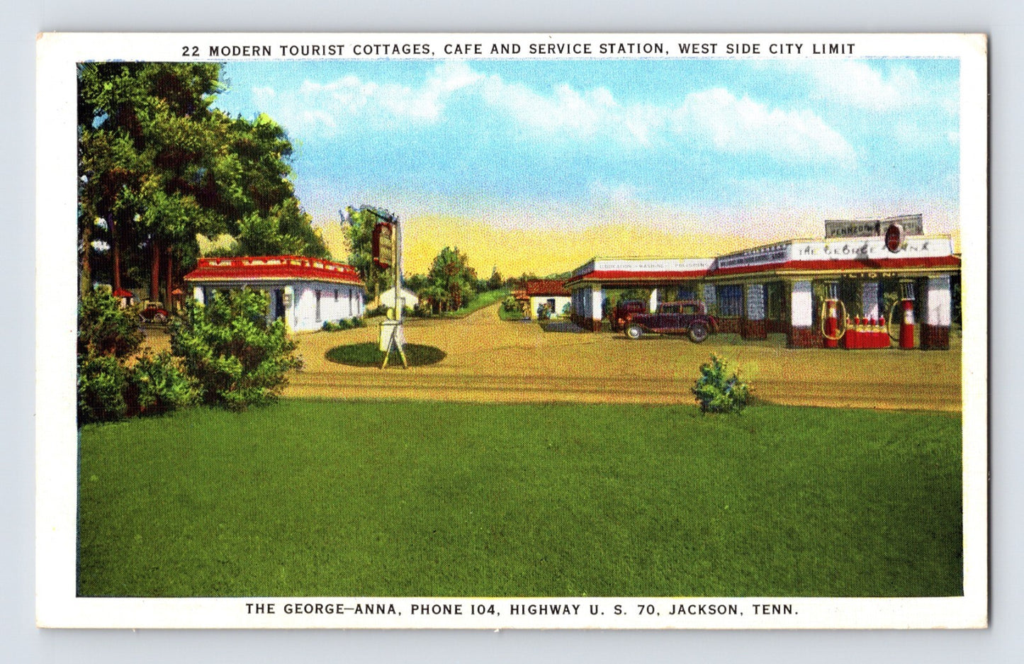 Jackson Tennessee George-Anna Motel 1940s Postcard Unposted Linen