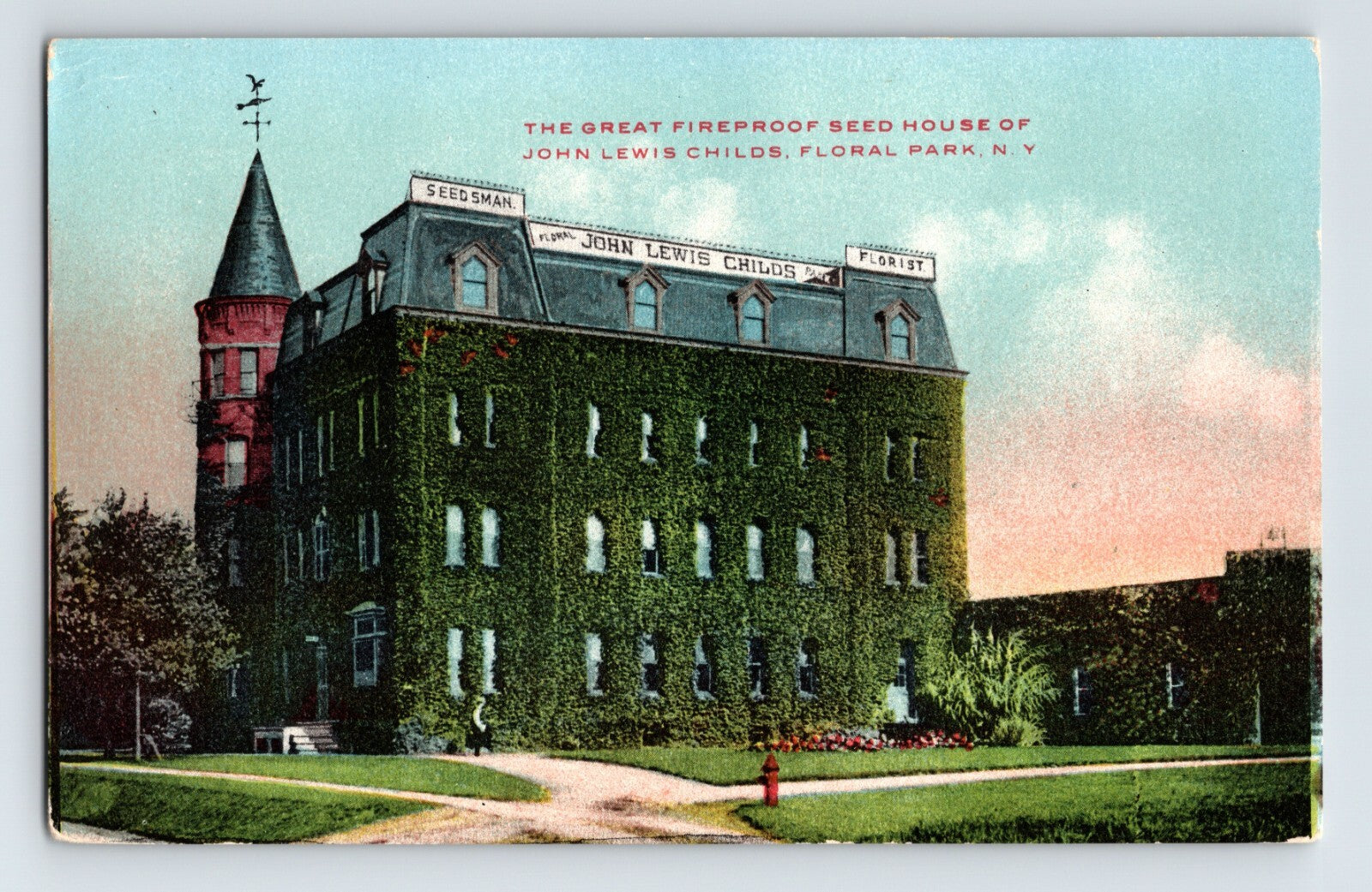 Floral Park Long Island New York John Lewis Childs seed house building 1910s postcard