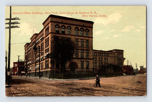 New Haven Connecticut New York New Haven Hartford Railroad General Office Building 1910s postcard 