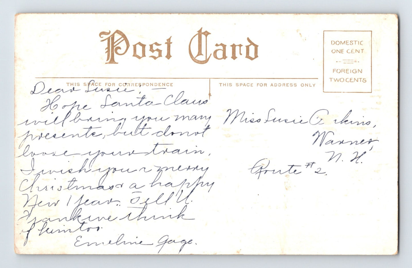 Christmas Children Train Doll Conductor 1910s Postcard Unposted Divided Back