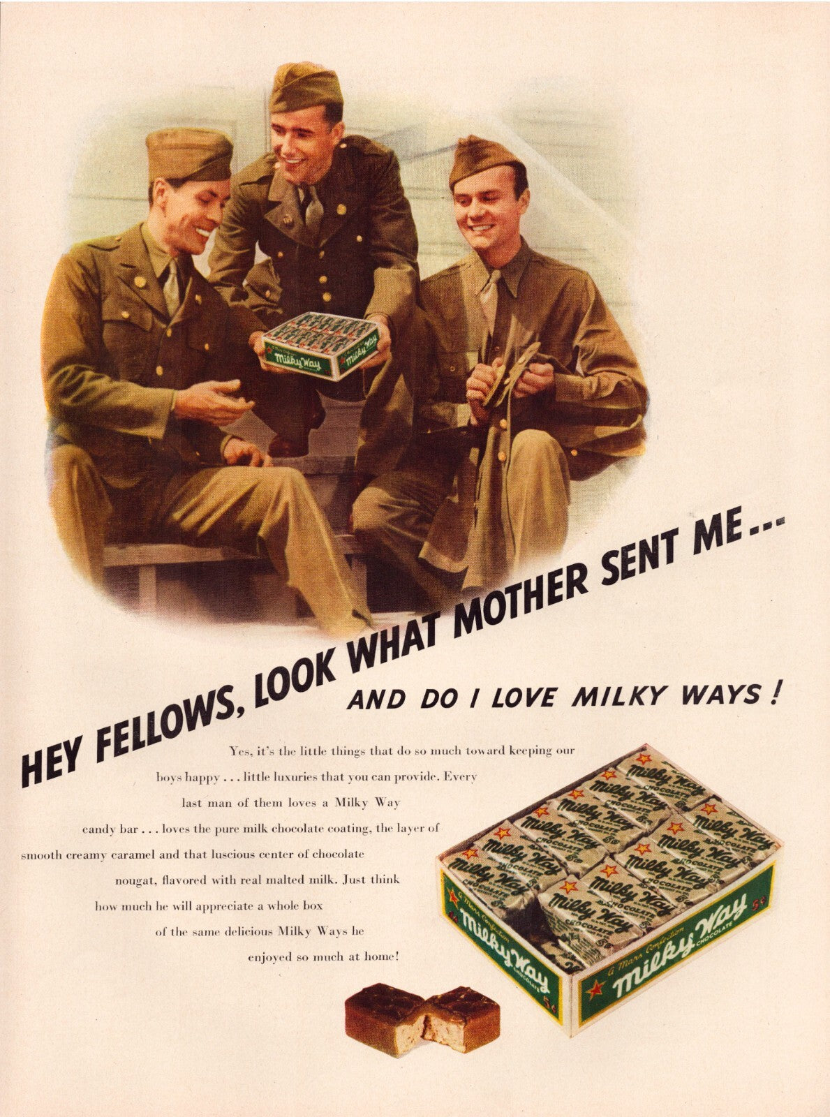 Milky Way candy bar 1942 World War II soldiers advertisement