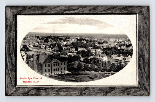 Mandan North Dakota bird’s eye downtown 1910s real photo postcard