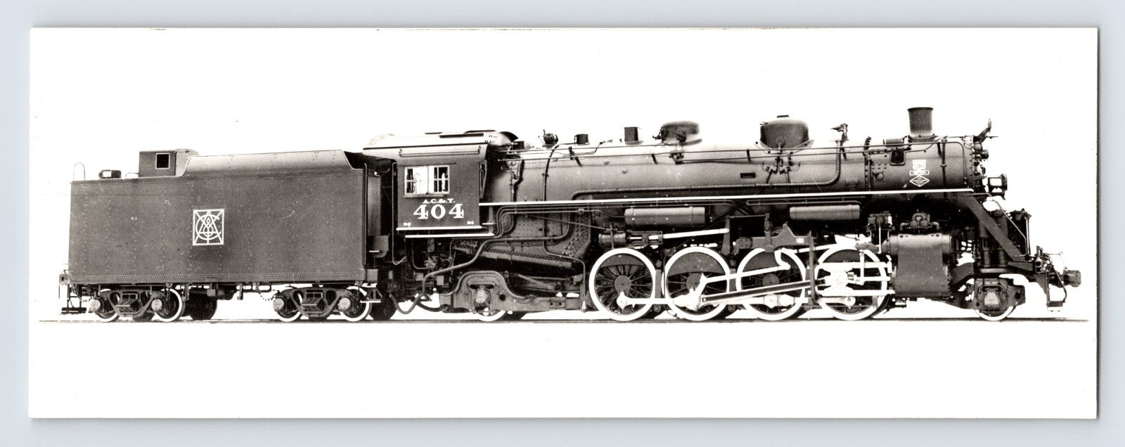 Akron Canton Youngstown Railroad Mikado steam locomotive 404 studio side profile 1940s photograph