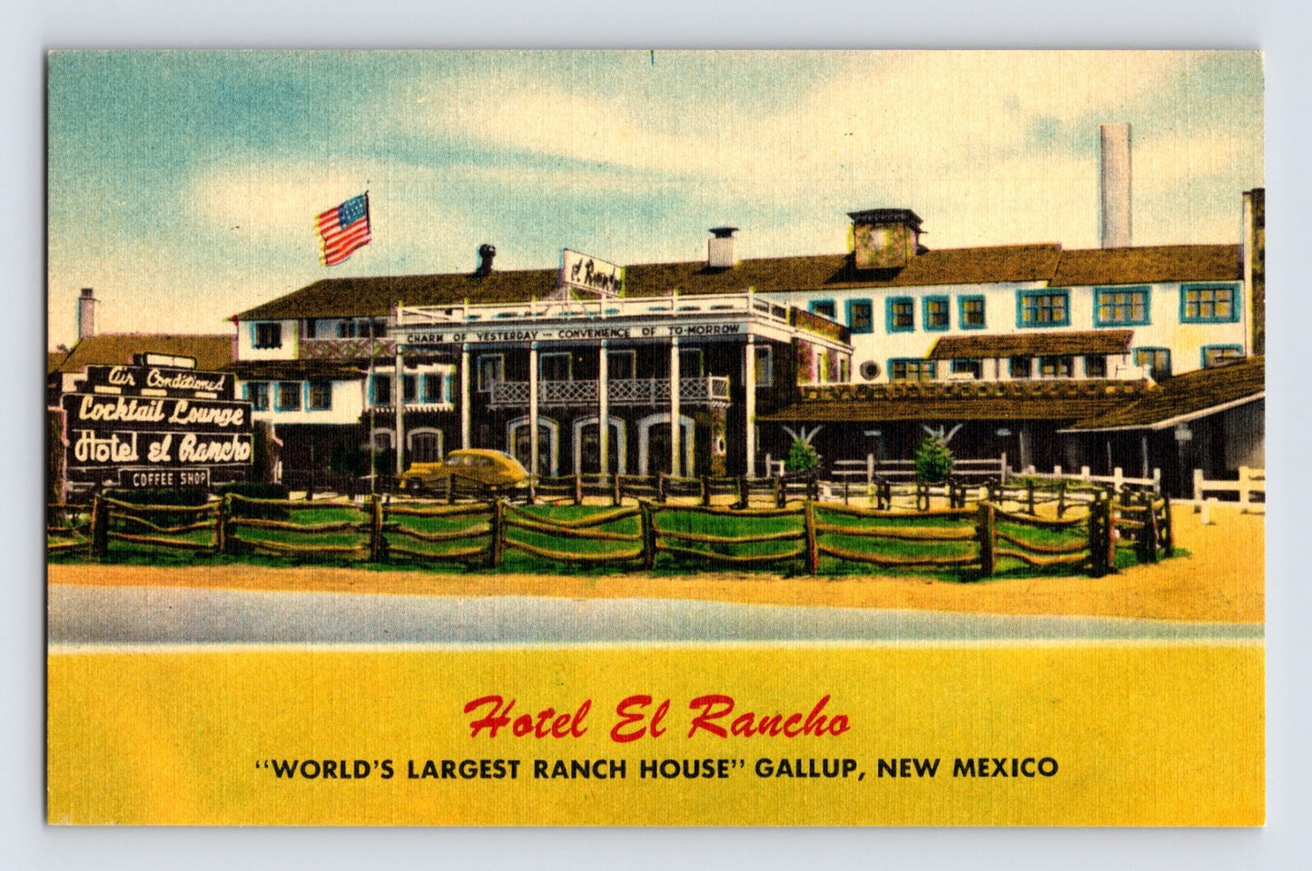 Gallup New Mexico Hotel El Rancho 1940s Postcard Unposted Linen