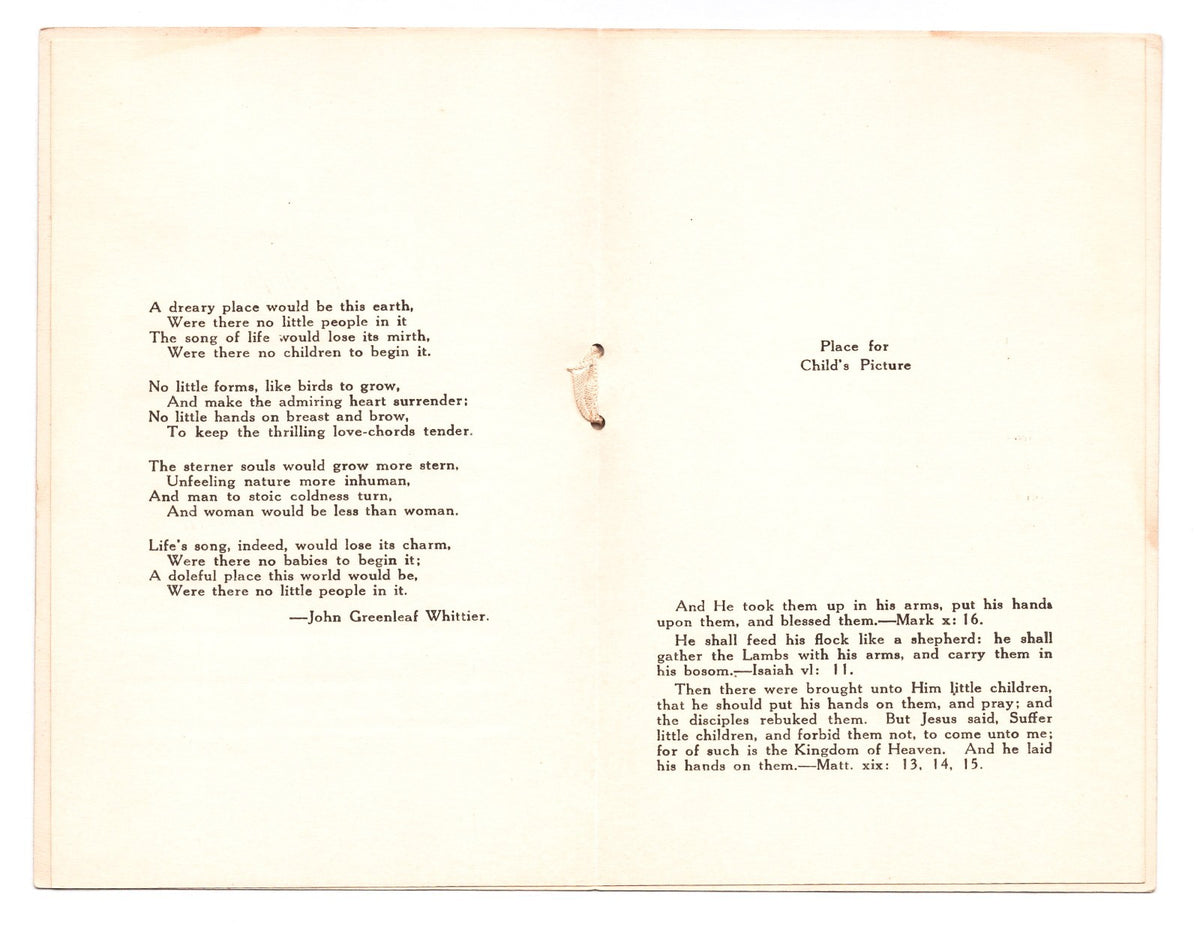 Oklahoma City Oklahoma 1930 Praying Girl Baptism Program Photo 5.5 x 4.5