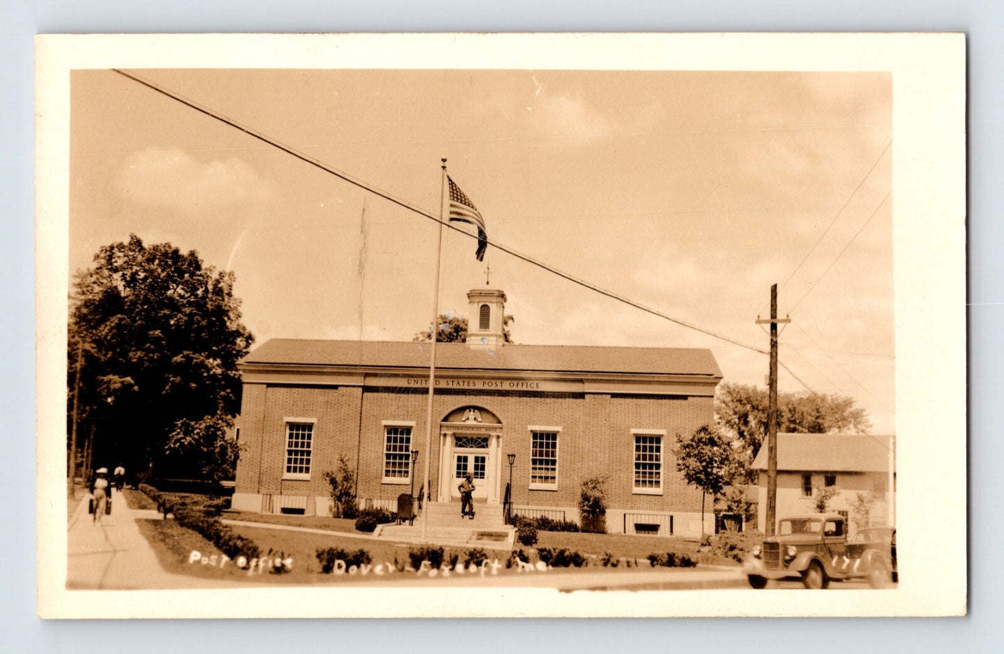 Dover Foxcroft Maine post office building truck photo 1940s postcard