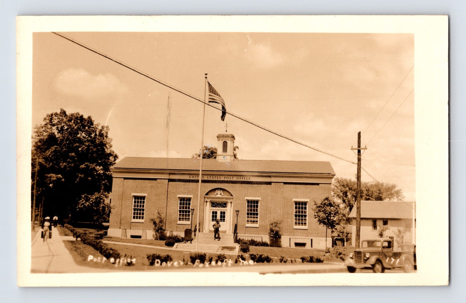 Dover Foxcroft Maine post office building truck photo 1940s postcard