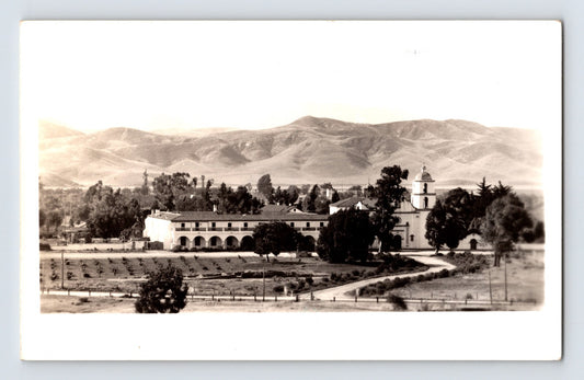 Oceanside California Mission San Luis Rey RPPC 1930s panoramic view