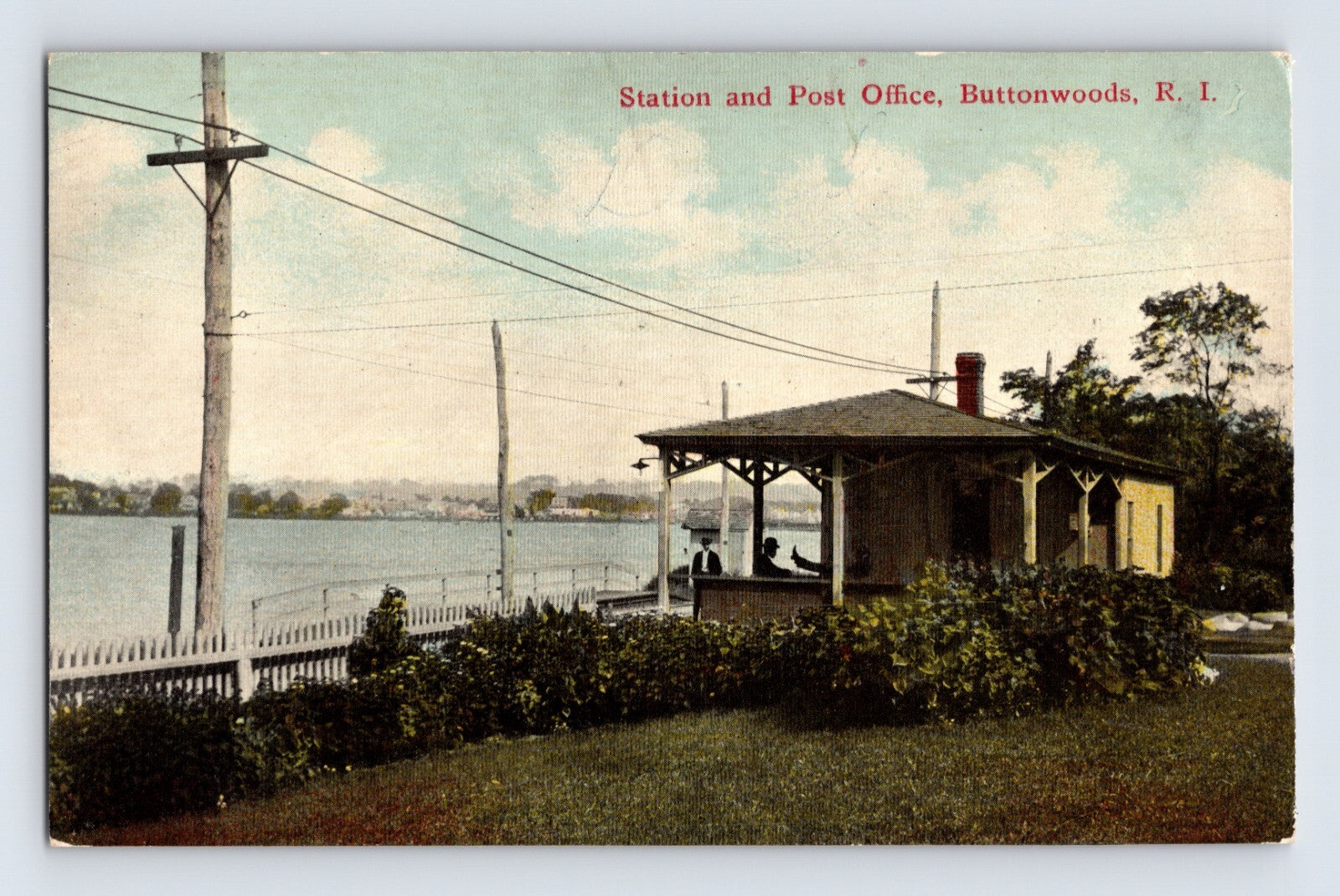 Buttonwoods Rhode Island railroad station and post office waterfront 1910s postcard