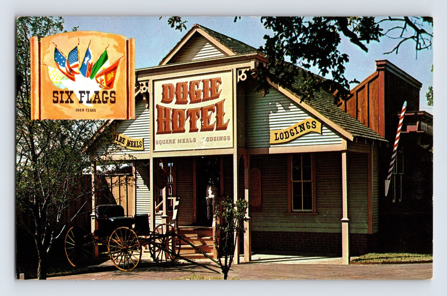 Dallas Fort Worth Texas Six Flags Dogie Hotel 1960s Postcard Unposted Chrome