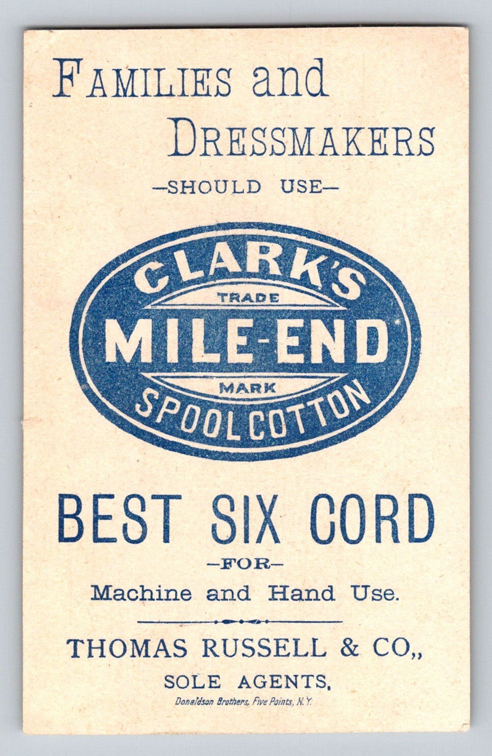 Clarks Mile-End Children Sled Sewing Thread 1890s Victorian Trade Card 3 x 4.5