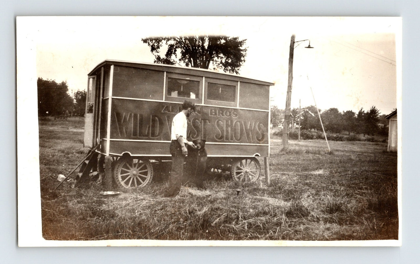 Allen Bros Wild West Show wagon bear cub New York 1930 traveling show photo