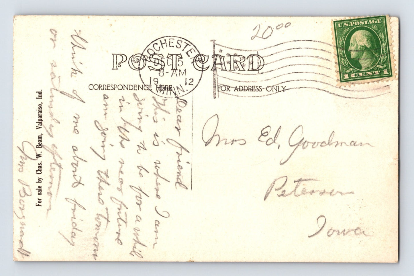 Rochester Minnesota St Mary Hospital 1912 RPPC Postcard Posted Divided Back