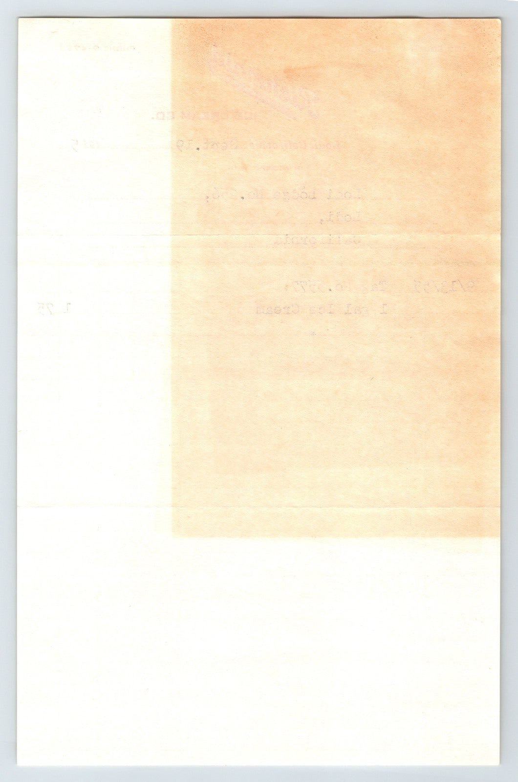 Lodi California 1955 Richmaid Ice Cream Billhead Lodge Invoice 8 x 5.5