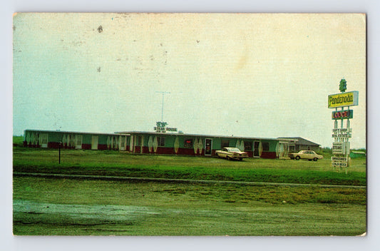 Severy Kansas Ponderosa Lodge steak house roadside restaurant 1968 postcard