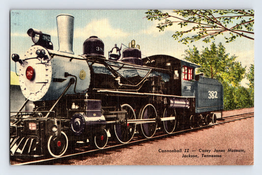 Jackson Tennessee Cannonball II Railroad Museum Train 1962 Postcard Fancy