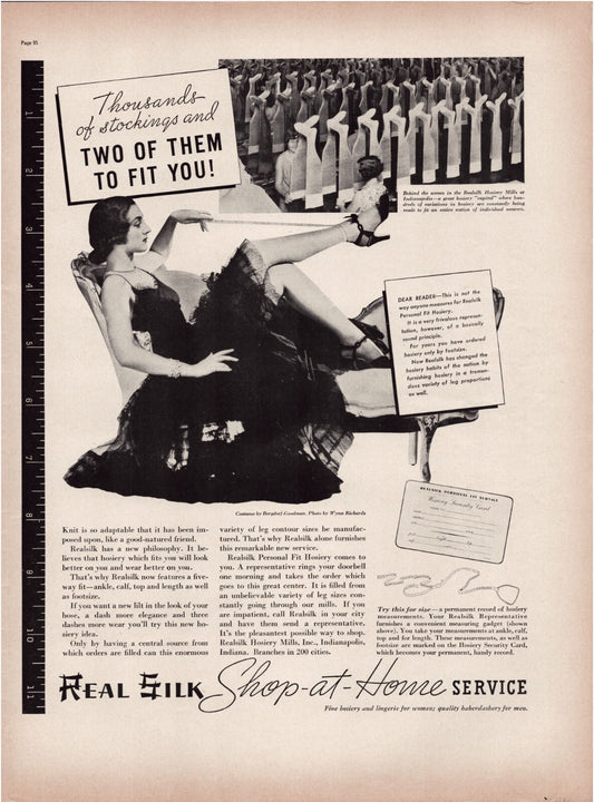 Real Silk Stockings 1937 Hosiery Print Ad Full Page 10.5 x 13.5