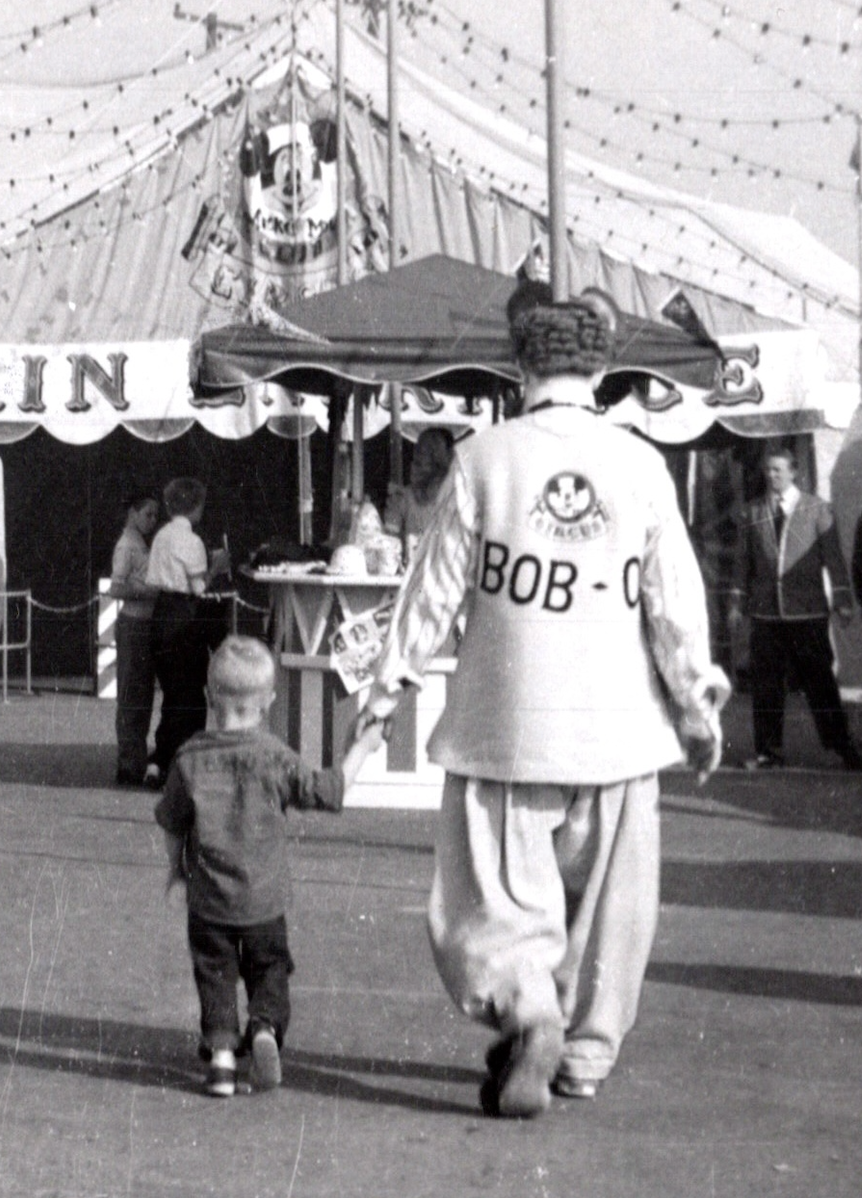 Disneyland Mickey Mouse Club Circus Entrance Bob-O Clown 1956 Photo 3.5 x 5
