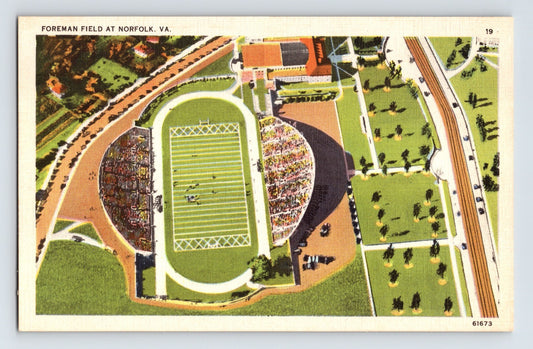 Norfolk Virginia Foreman Field aerial football stadium illustration crowd stands campus view
