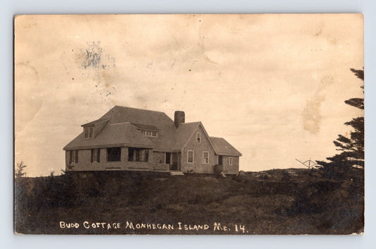 Monhegan Island Maine Budd Cottage 1921 RPPC Postcard Posted