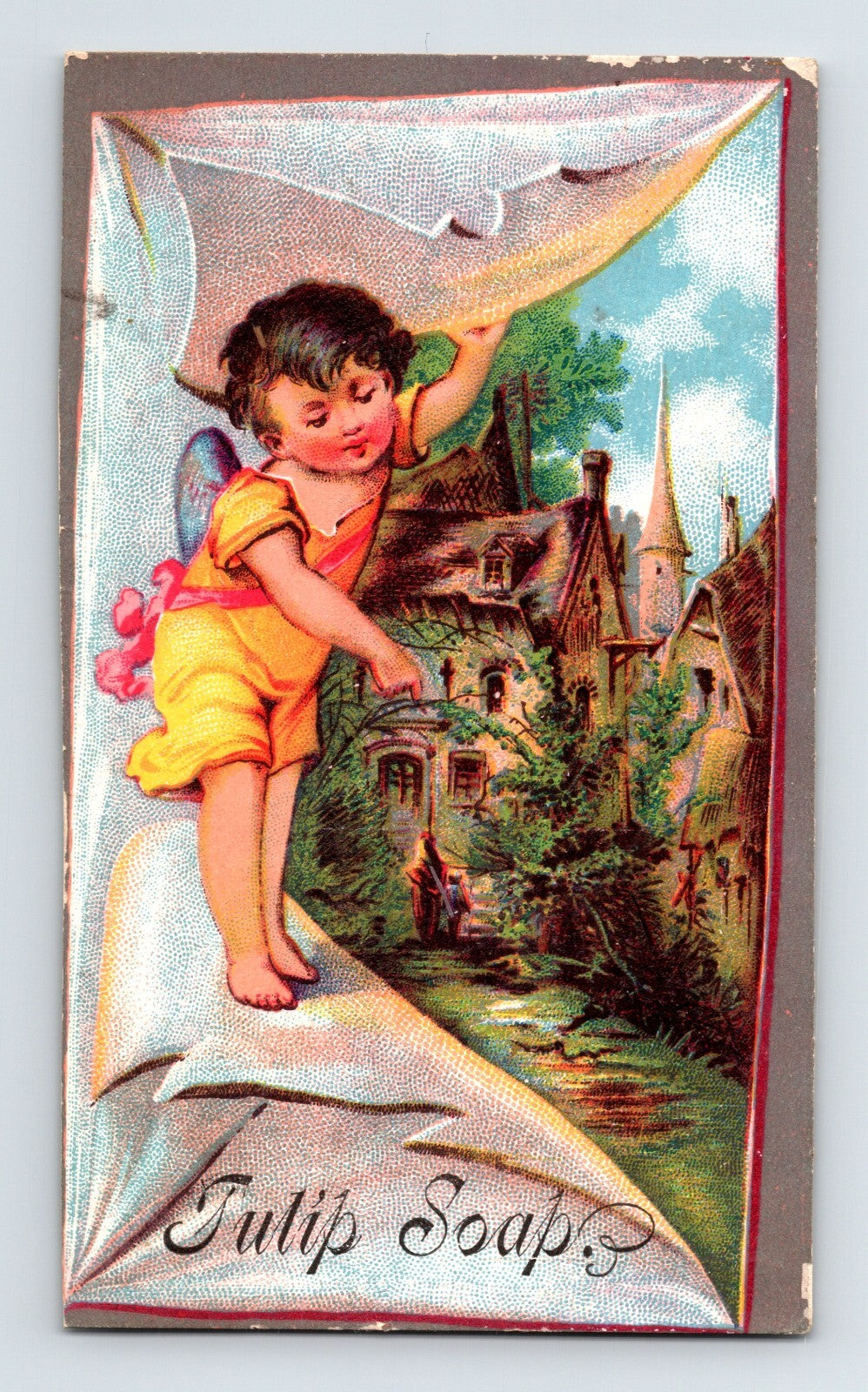 Tulip Soap 1890s Victorian Trade Card Child Angel Cupid - 3 x 5