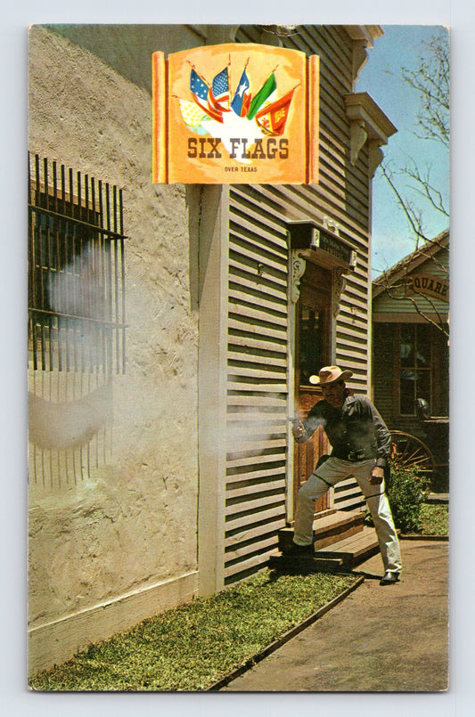 Dallas Fort Worth Texas Six Flags Gunfight Sheriff 1960s Postcard