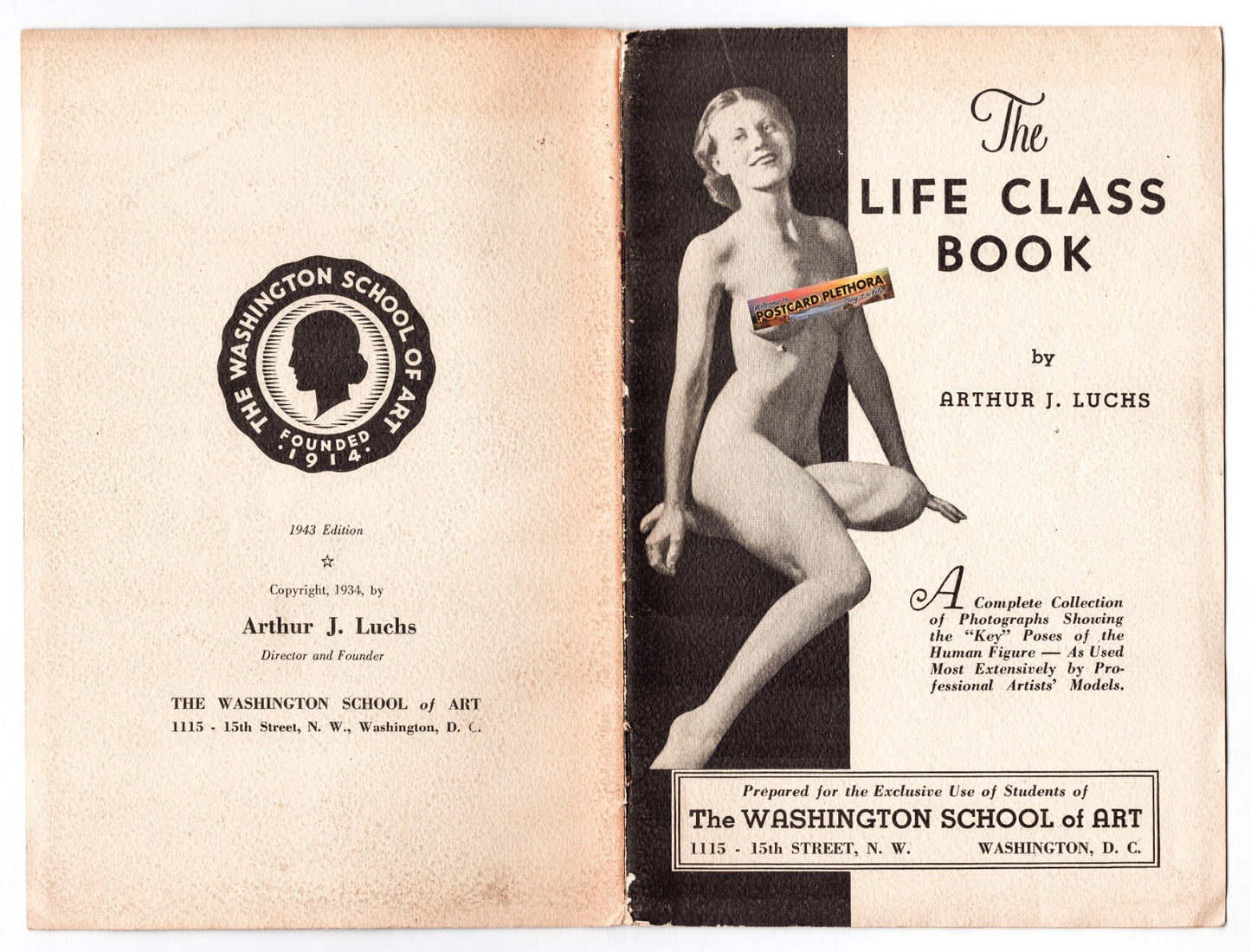 Life Class Book Arthur Luchs 1947 Nude Drawing Art Study Risque Vintage Pin Up