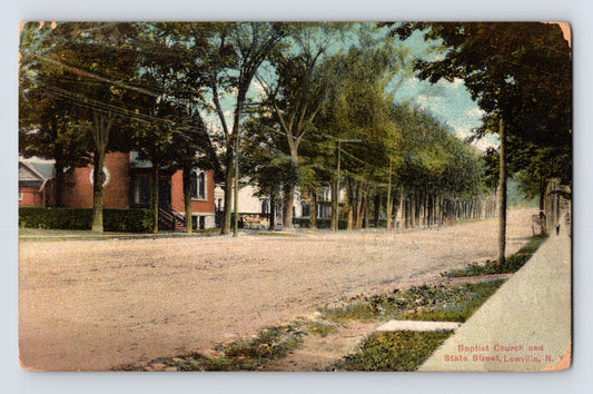 Lowville New York State Street Baptist Church 1910s Postcard Unposted Divided