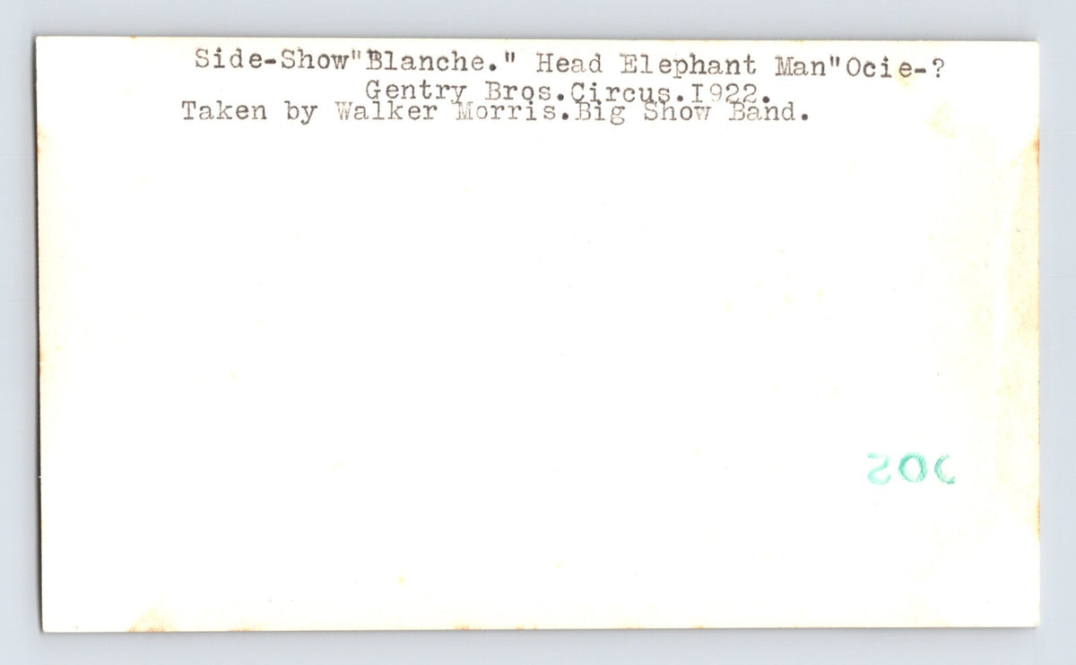 Gentry Bros Circus 1922 Photo Elephant Side Show Girl 5.5 x 3.5